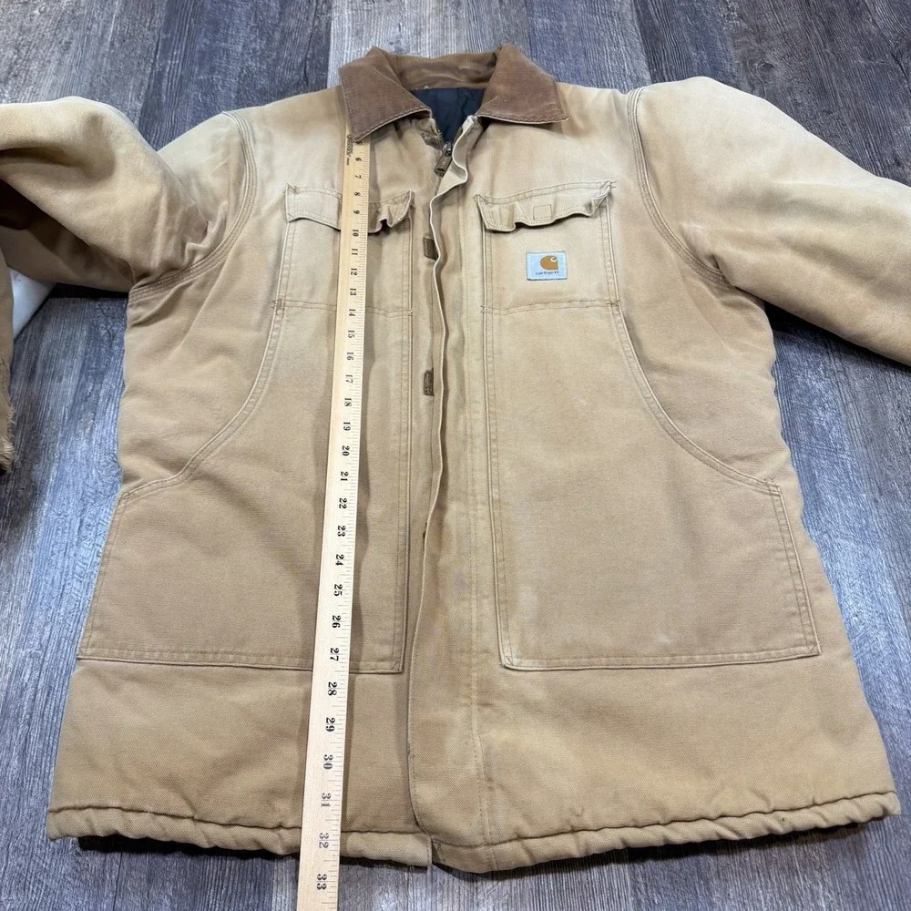 Vintage Carhartt‎ Duck Chore Coat Jacket Brown Quilted Lined USA Mens M / L